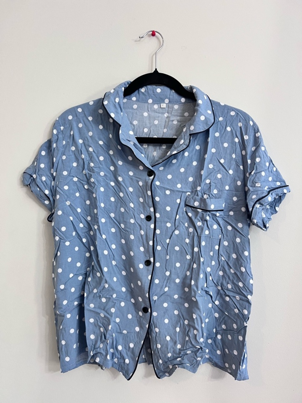 Blue Polka Dot Button-Up Shirt